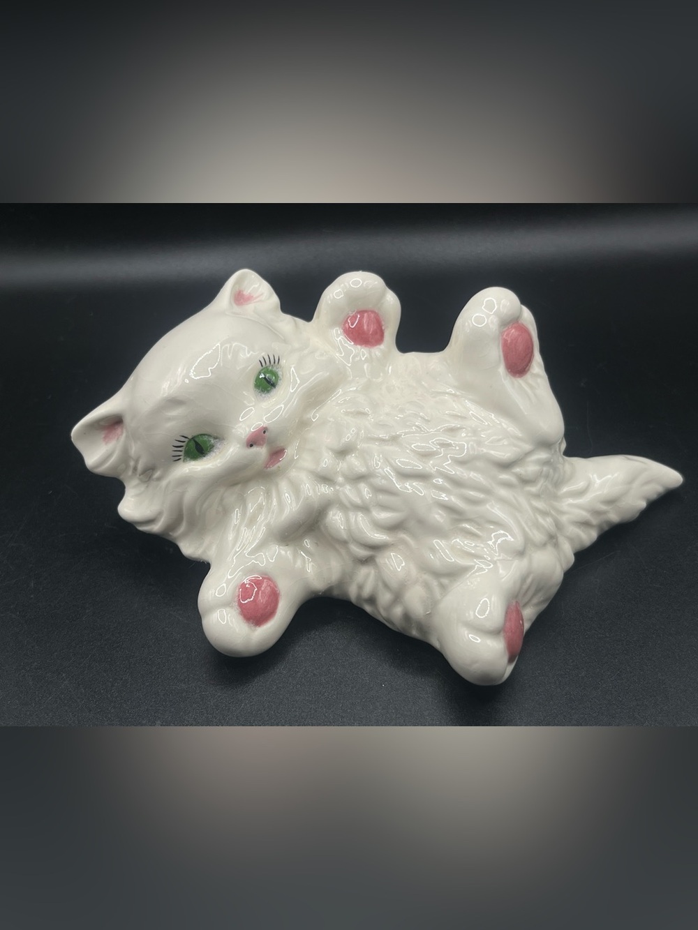 Vintage Playful White Ceramic Persian Kitten Figurine – MCM